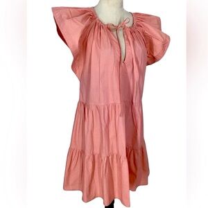 Bump friendly peachy salmon 🍣 pink flutter dress